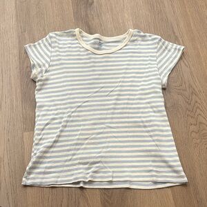 Brandy Melville Cream and Blue Striped Tee